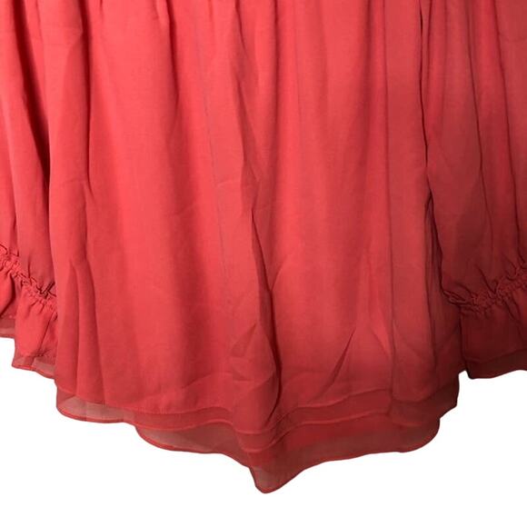 WHBM Coral Pink Off-the-Should Smocked Blouse Size Medium - Picture 11 of 12